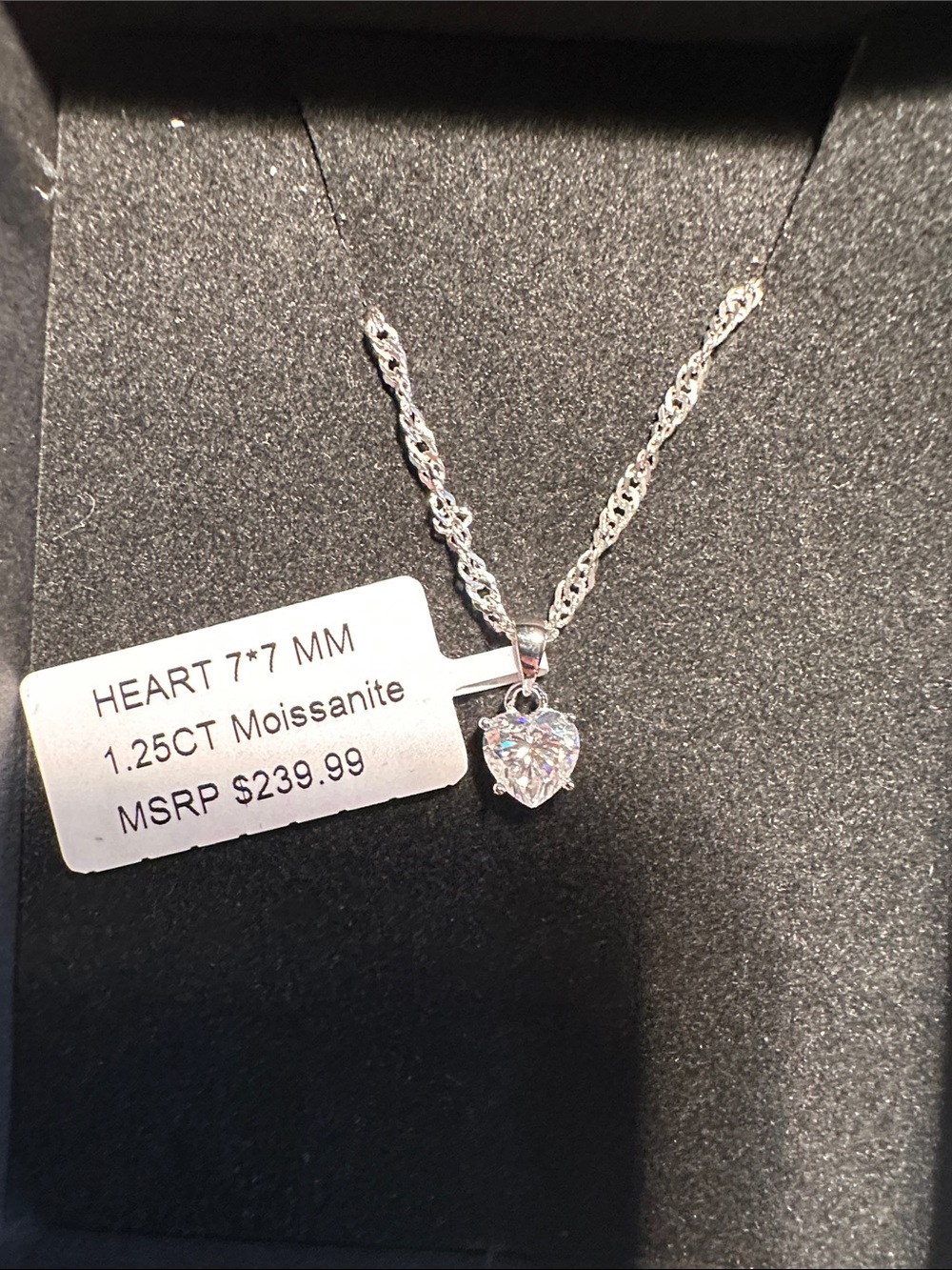Moissanite 925 Sterling Silver Heart shape 18”  Necklace 7mm 1.25ctw GRA Cert